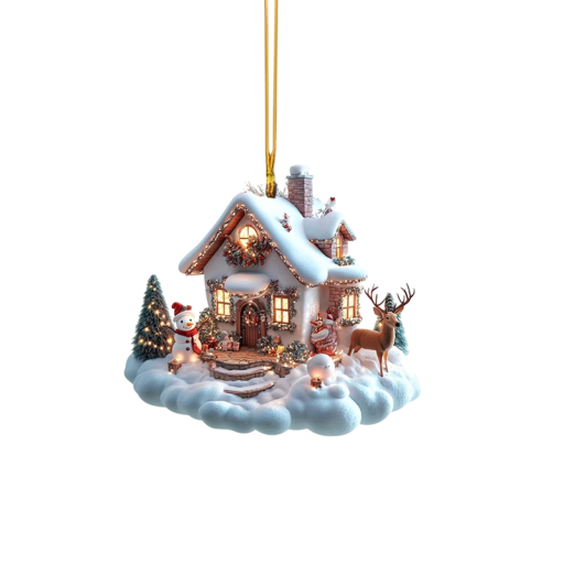 Decorazione sospesa 8 x 7.2 x 0.3 cm Casetta innevata Decorazione per finestra in vetro colorato Pendente natalizio atmosfera invernale