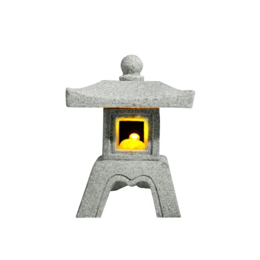 Dekofigur für den Außenbereich 5,6 x 7,5 cm mit LED warmweißem Licht aus Sandstein Gartendeko Leuchtfigur für den Balkon