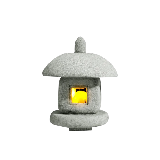 Dekofigur für den Außenbereich 5 x 6 cm mit LED warmweißes Licht aus Sandstein Leuchtdeko für den Außenbereich Gartenfigur mit Beleuchtung