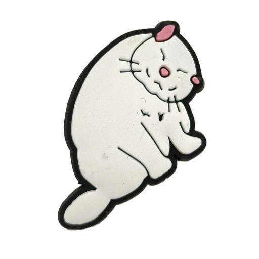 Dekorace na crocsy bílá kočka se zavřenýma očima 2–3 cm PVC bílá ozdoba na obuv doplněk pro crocsy a nazouváky