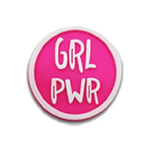 Dekorace na crocsy GRL PWR růžový kruh 2–3 cm PVC ozdoba do bot crocs s textem stylový doplněk pro personalizaci obuvi