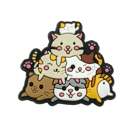 Dekorace na crocsy kočičí hromádka 2–3 cm PVC vícebarevná ozdoba na obuv doplněk pro crocsy a nazouváky s kočkami