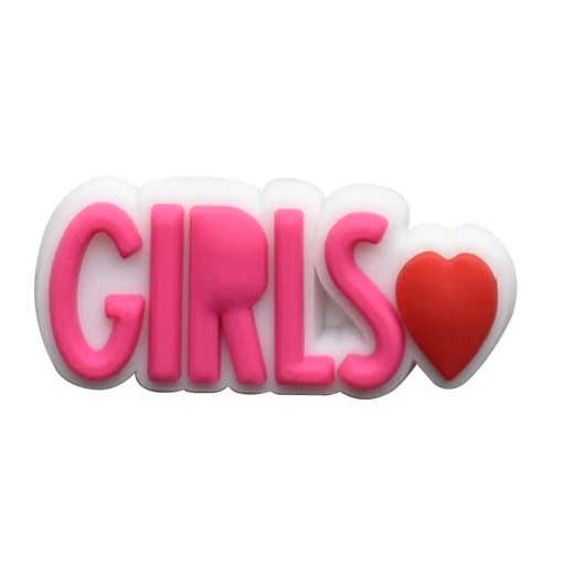 Dekorace na crocsy nápis Girls 2–3 cm PVC růžová ozdoba do bot crocs textový doplněk pro personalizaci a úpravu obuvi