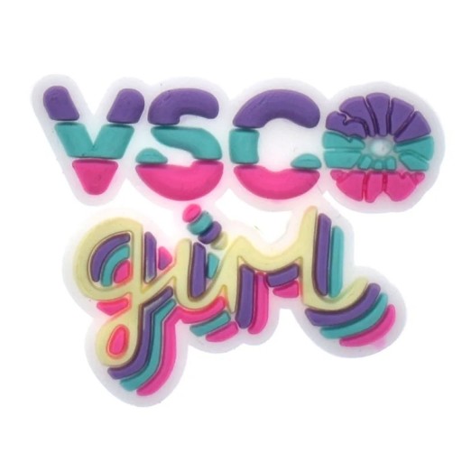 Dekorace na crocsy nápis VSCO girl PVC vícebarevná ozdoba do nazouvací obuvi doplněk do otvorů bot stylový text motiv