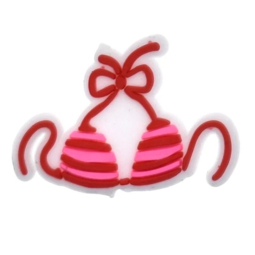 Dekorace na crocsy pruhovaný růžový vršek plavek 2–3 cm PVC ozdoba do bot crocs doplněk pro personalizaci obuvi s uchycením