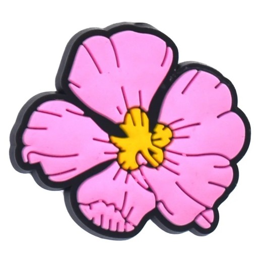 Dekorace na crocsy růžová luční květina PVC ozdoba do nazouvací obuvi doplněk do otvorů bot květinový motiv stylová aplikace