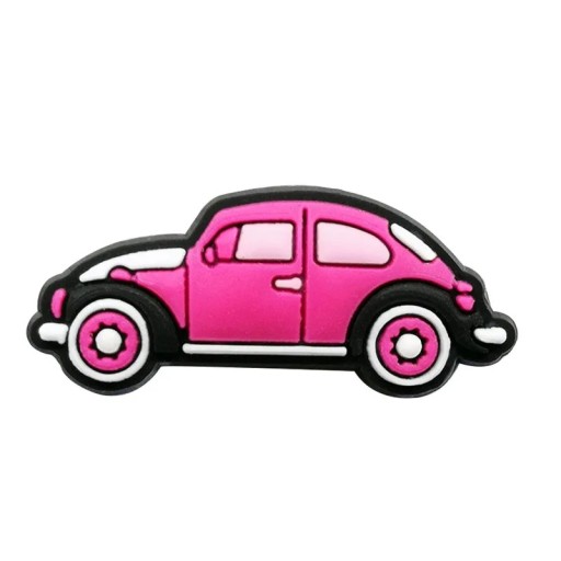 Dekorace na crocsy růžové auto brouk 3–4 cm PVC ozdoba do crocs obuvi doplněk na nazouváky s otvory