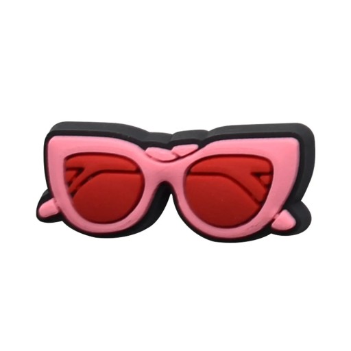 Dekorace na crocsy růžové sluneční brýle 2–3 cm PVC ozdoba do bot crocs stylový doplněk obuvi pro personalizaci a úpravu vzhledu
