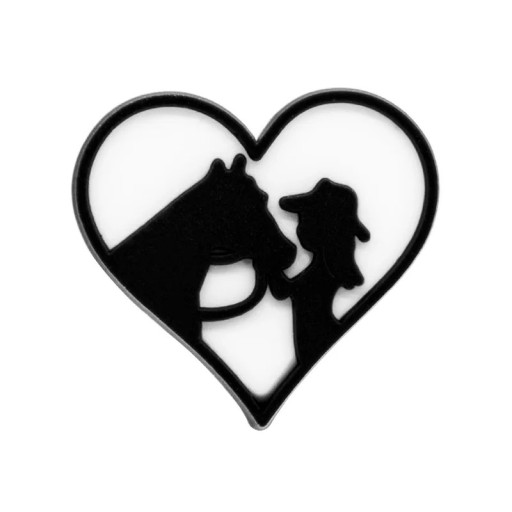 Dekorace na crocsy siluleta ženy a koně v srdci 2–3 cm PVC ozdoba do bot motiv lásky ke koním doplněk crocs obuv