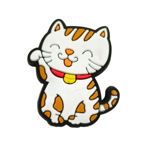 Dekorace na crocsy spokojená oranžovo bílá kočka 2–3 cm PVC barevná ozdoba na obuv doplněk do crocsů a nazouváků