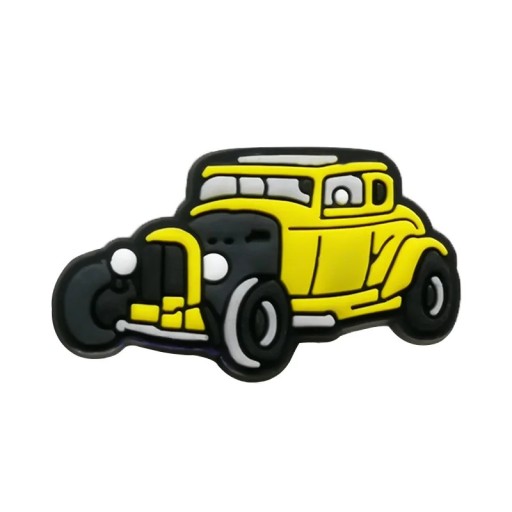 Dekorace na crocsy staré žluté auto 3–4 cm PVC ozdoba do crocs obuvi doplněk na nazouváky s otvory