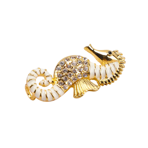 Dekorace na tkaničky bot mořský koník s kamínky kov ozdoba na tkaničky stylový doplněk pro šněrovací obuv