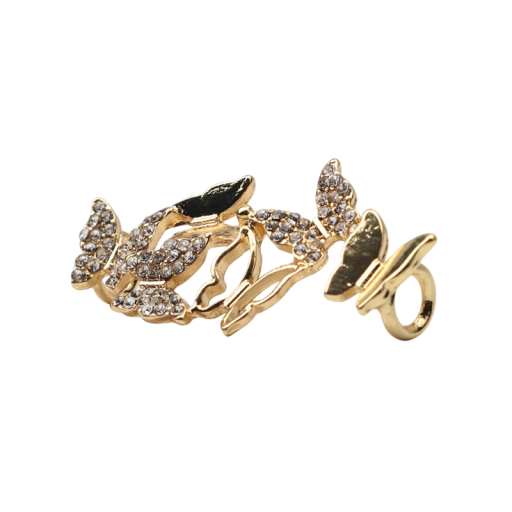 Dekorace na tkaničky bot motýlci 4,2 cm kov zlatá s kamínky ozdoba na tkaničky doplněk pro šněrovací obuv