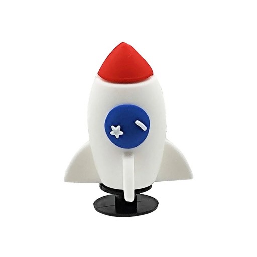 Dekorácia na crocsy 3D raketa 3–5 cm PVC bielo-červeno-modrá ozdoba do nazúvacích topánok doplnok do dierkovaných topánok
