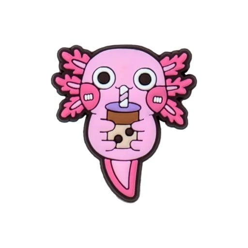 Dekorácia na crocsy axolotl s bubble tea 2–3 cm PVC ružová ozdoba na topánky crocs doplnok pre personalizáciu obuvi