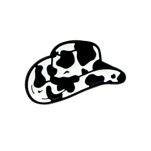 Dekorácia na crocsy kovbojský klobúk s kravím vzorom 2–3 cm PVC čierno biela ozdoba do topánok western štýl doplnok crocs