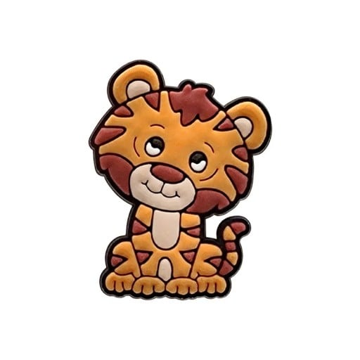 Dekorácia na crocsy tiger 2–3 cm PVC oranžovo hnedá ozdoba do topánok crocsy s roztomilým zvieracím motívom a jednoduchým nasadením