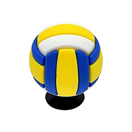 Dekoráció crocsra 3D röplabdás labda 3–5 cm PVC sárga kék fehér dísz nazouvákokhoz kiegészítő lyukacsos cipőkhöz sport
