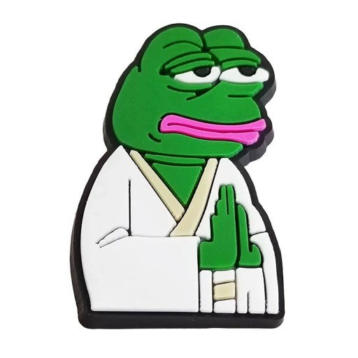 Dekoráció crocsyhoz animált béka karate PVC zöld színes dísz a crocs cipőhöz kiegészítő a klumpákhoz harci stílusú motívummal