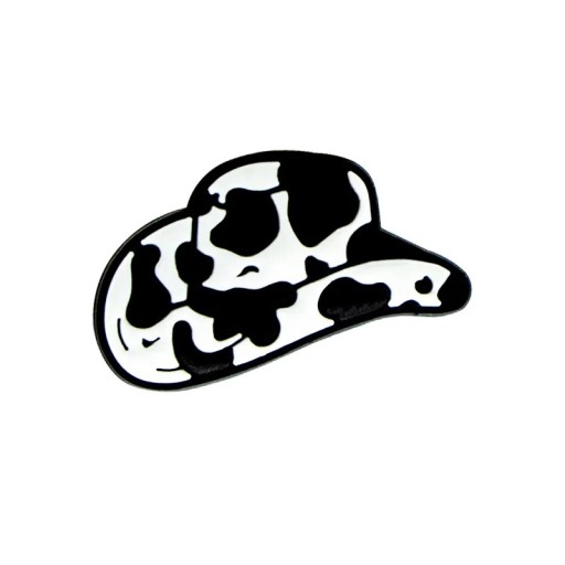 Dekoráció crocsyra - kovbojkalap tehénmintával 2–3 cm PVC fekete-fehér dísz cipőhöz western stílus kiegészítő crocs