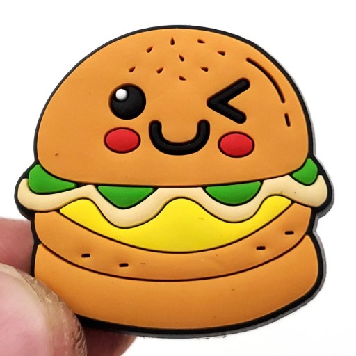 Dekoracja na crocsy burger z twarzą PVC brązowa żółta zielona czerwona ozdoba do butów crocs dodatek do obuwia do otworów