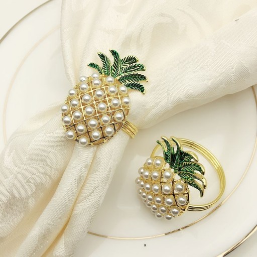 Dekoračné krúžky na obrúsky s ananásom 6 ks