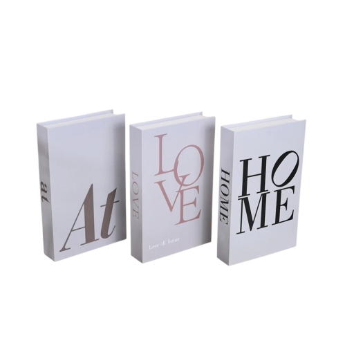 Dekorační falešné knihy 3 ks Neotevíratelné bílé knihy At Love Home minimalistická bytová dekorace