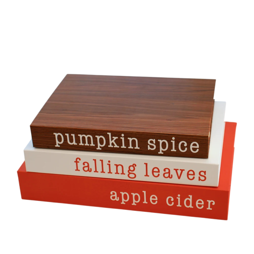 Dekorační falešné knihy 3 ks Neotevíratelné podzimní dekorace pumpkin spice falling leaves apple cider