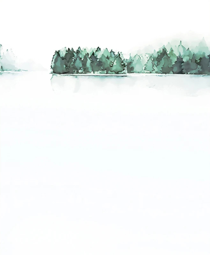 Dekorační nástěnný plakát krajina s lesem přírodní scenérie 25 × 35 cm tisk na plátno zeleno šedé odstíny bez rámu interiér