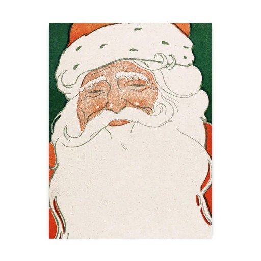 Dekorační plakát na zeď Santa Claus 21 × 30 cm tisk na plátno zelené pozadí vánoční motiv interiérová dekorace bez rámu