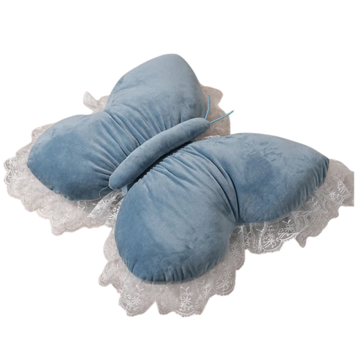 Dekorační polštář ve tvaru motýla s krajkovým lemem měkký polštářek do interiéru na pohovku postel dekorace