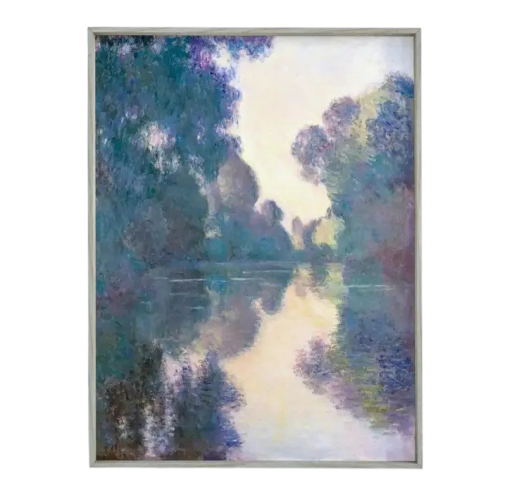Dekoračný plagát Ráno na Seine 40 x 60 cm Claude Monet štýl Plátno bez rámu Impresionistická riečna krajina vertikálne