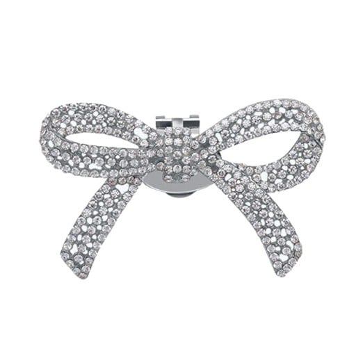Dekoracyjna spinka do butów w kształcie kokardy z kamieniami 6×4 cm metal z klipsem do przypinania ozdoba do butów elegancki dodatek do obuwia