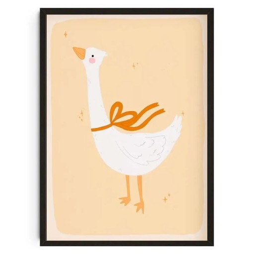 Dekoratiivinen juliste hanhen kuvalla 40 x 50 cm kangastuloste vaalealla taustalla seinäkuva lastenhuoneeseen ja asuntoon ilman kehystä