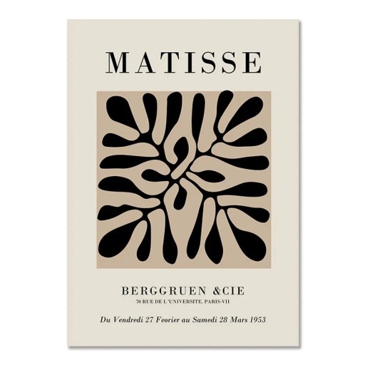 Dekoratiivinen seinäjuliste abstrakteista muodoista tekstillä 40 × 60 cm kangastulostus musta-beige moderni graafinen teema sisustukseen ilman kehystä