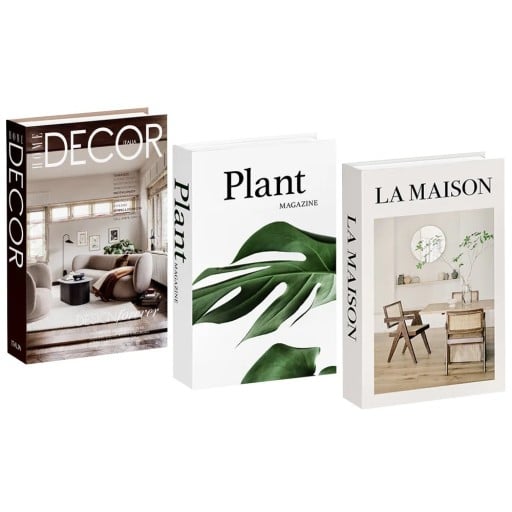 Dekoratiivinen väärä kirja Decor Plant Magazine La Maison ei-avattava kirjan jäljitelmä hyllyn sisustukseen