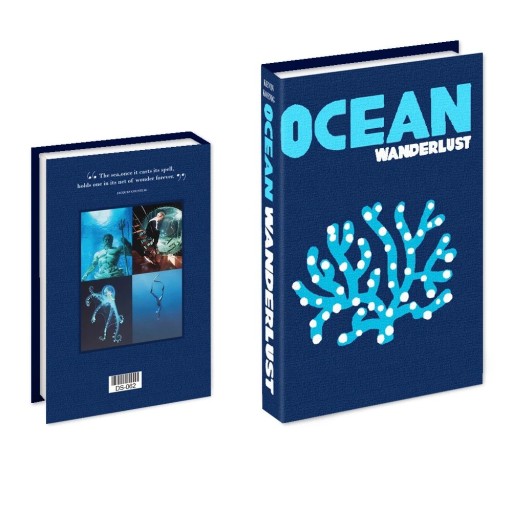 Dekoratiivinen valekirja säilytystilalla – Avoin koriste "Ocean Wanderlust" -motiivilla