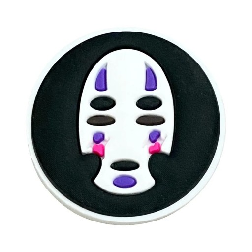 Dekoration für Crocs Maske PVC Schuhschmuck schwarz-weiß mit lila Details und einfacher Befestigung für Crocs Schuhe Zubehör