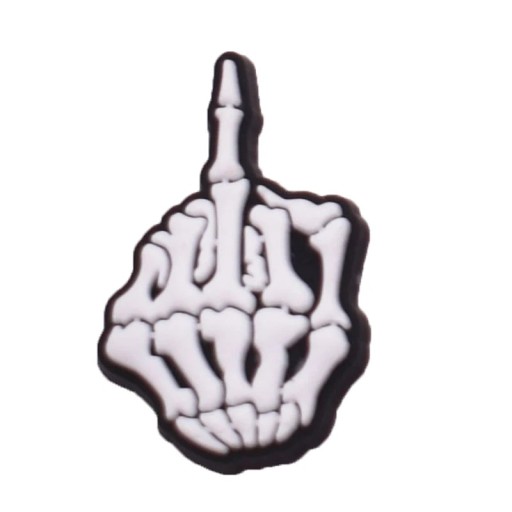 Dekoration für Crocs Skelett mit Mittelfinger PVC weiß schwarz Zubehör für Clogs
