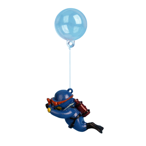 Dekoration für das Aquarium 6 x 3,5 cm Mini Figur eines Tauchers mit schwimmender Kugel Aufhängeschnur Aquarien Dekoration Sichere Zubehör