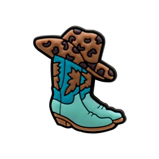 Dekoration til crocs cowboystøvler med hat 2–3 cm PVC tyrkis brun leopardmønster sko dekoration western tilbehør crocs