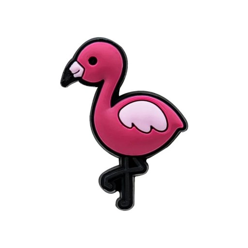 Dekoration til crocs flamingo på én fod 2–3 cm PVC pink dekoration til crocs sko til personalisering af fodtøj med nem montering