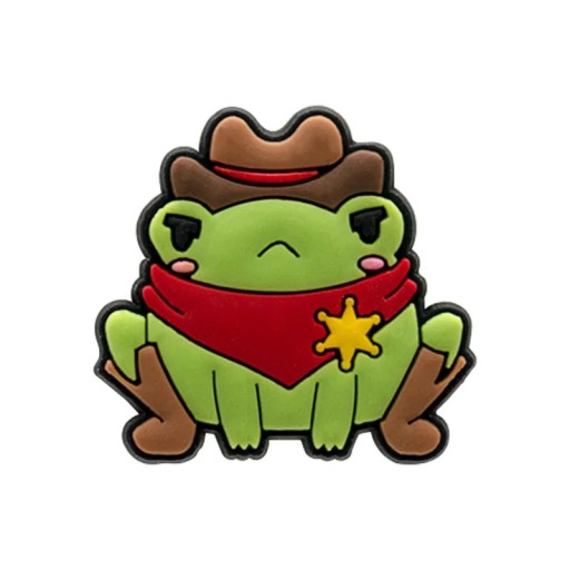 Dekoration til crocs frø i cowboytøj 2–3 cm PVC grøn rød brun tilbehør til sko western motiv pynt til crocs