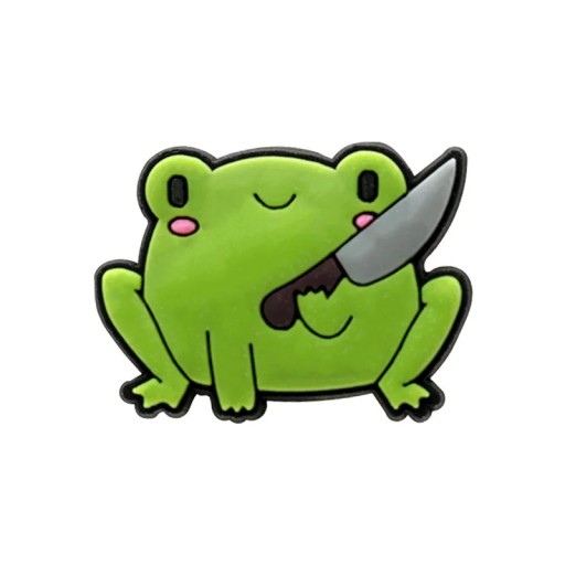 Dekoration til crocs frø med kniv 2–3 cm PVC grøn pynt til crocs sko til personliggørelse af fodtøj med nem montering
