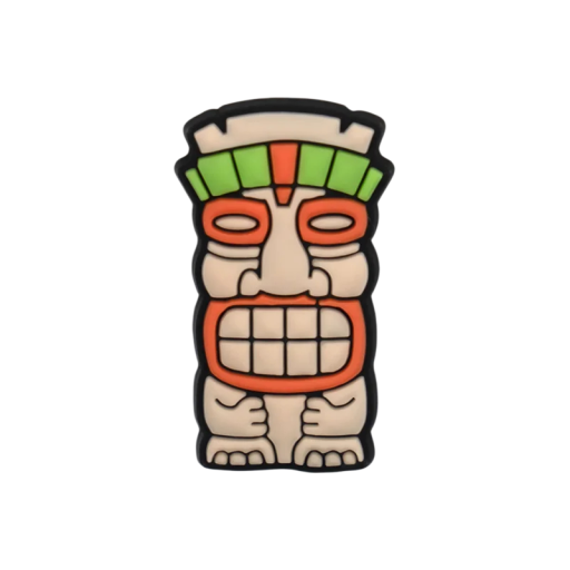 Dekoration til crocs hawaiiansk totem PVC dekoration beige grøn orange tilbehør til crocs sko tropisk motiv nem at sætte på