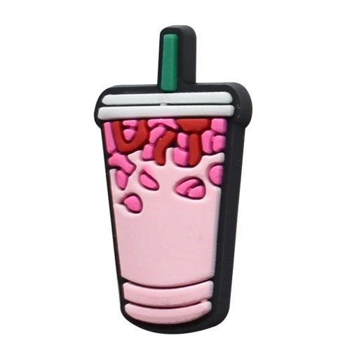 Dekoration til crocs med et glas rosa lemonade 2–3 cm PVC rosa pynt til klipklapper tilbehør til perforerede sko stilfuld dekoration
