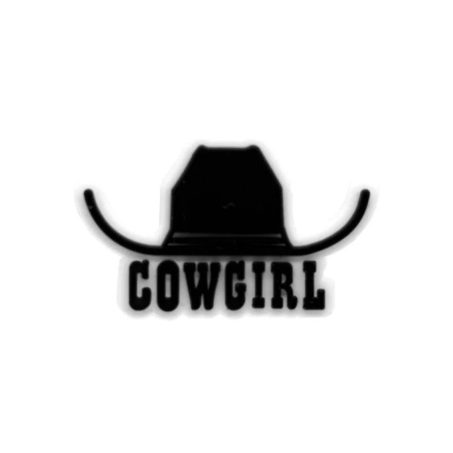 Dekoration til crocs silhuet af cowboyhat og tekst cowgirl 2–3 cm PVC sort tilbehør til sko western stil pynt crocs