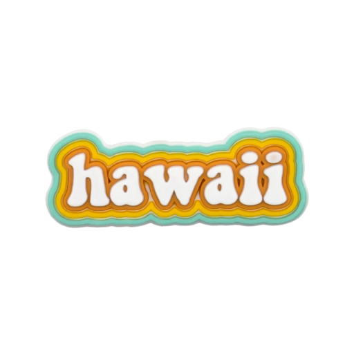 Dekoration til crocs sko med hawaii skrift PVC dekoration hvid gul orange grøn tilbehør til crocs sommermotiv nem montering