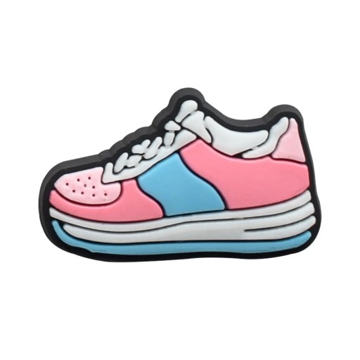Dekoration til crocsy lyserøde-blå sneakers 2–3 cm PVC pynt til crocs sport motiv til personalisering af fodtøj