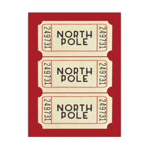 Dekorationsplakat til væg med blade North Pole 15 × 20 cm lærredstryk rød baggrund julemotiv indretningsdekorations uden ramme